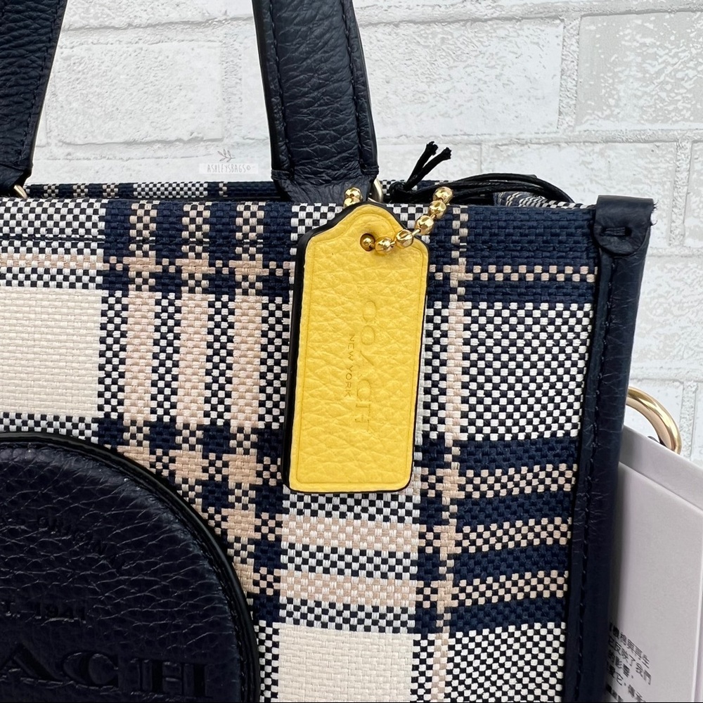 Coach Dempsey Tote 22 With Garden Plaid Print And Coach Patch Crossbody Midnight - Picture 6 of 13